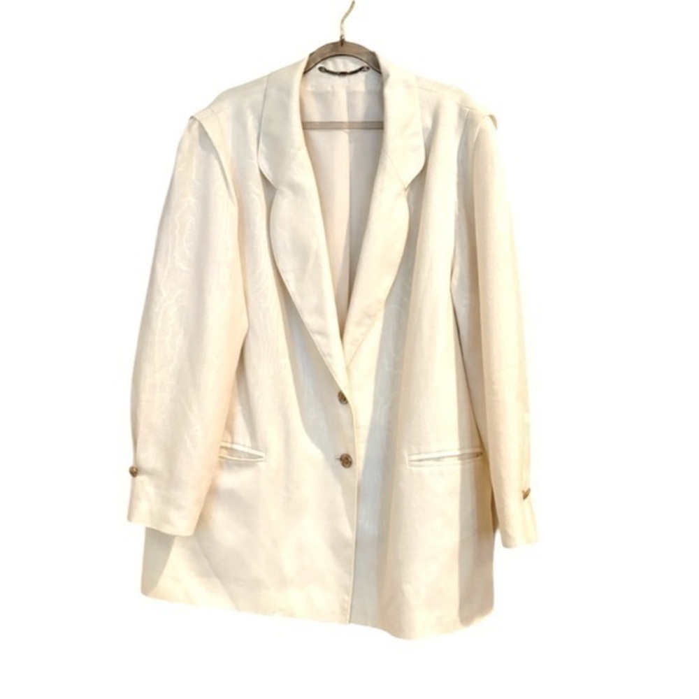 Women’s GOTZ MODELLE  Vintage Cream Snake Embossed Printed Pocket Blazer XL